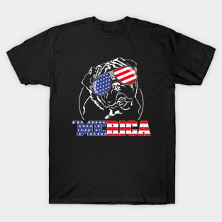 Proud Pug American Flag Merica patriotic dog T-Shirt